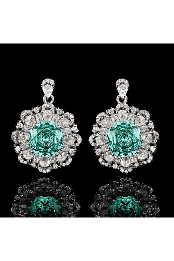 Gold-Plated Copper Base Simulated Millennium Para Green Flower Jewelry Set with 12-10mm Main Stone Mixed Piece Jewelry Sets