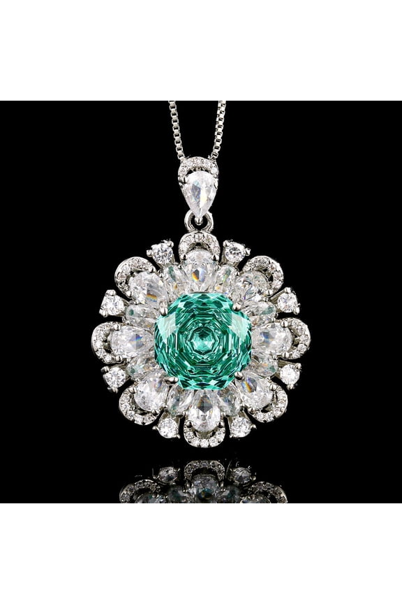 Gold-Plated Copper Base Simulated Millennium Para Green Flower Jewelry Set with 12-10mm Main Stone Mixed Piece Jewelry Sets