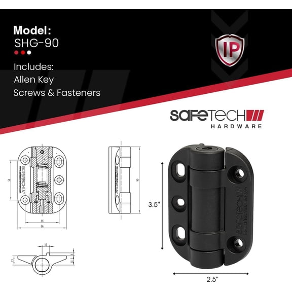 TopKlik Self Closing Gate Hinges | Self-Aligning Heavy Duty Spring Hinge | Adjustable Tension | Pool Safety Hinges | Any Square Post, Aluminum Gates | Swing Close 90lb SHG-90L White