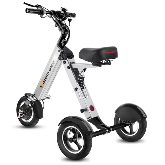 TopMate ES32 Electric Tricycle Foldable E-Scooter with Seat for Adults 15 mph, Lightweight 3 Wheel Mobility Scooter with Reverse Function and 10" Tires, Electric Trike for Commuting