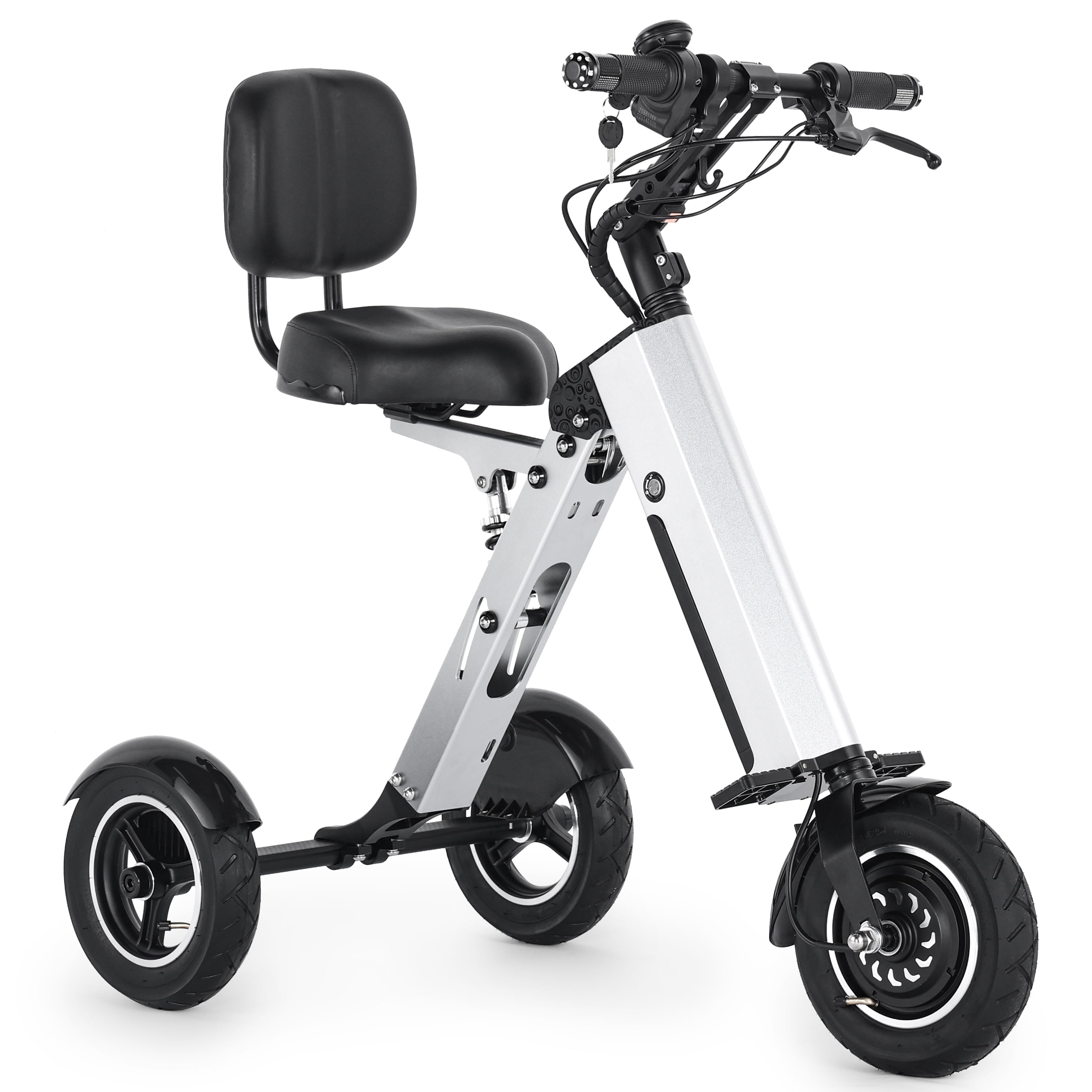TopMate ES35 Powered Mobility Scooter 3 Wheels Foldable Trike with Backrest Seat for Adults, Lightweight Electric Scooter with Removable 36V 7.8AH Battery, Reverse & Key Switch for Commute and Travel
