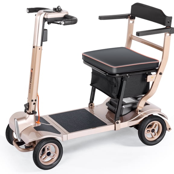 TopMate ES40 Mobility Scooters for Adults Lightweight, Foldable Electric Powered Scooter for Seniors with Removable Battery, LED Headlights & Storage Bag - Rose Gold Black