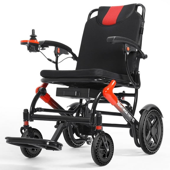 TopMate EW11 Electric Wheelchair for Seniors and Adults Lightweight Foldable, Power Wheelchair Compact and Portable with Dual Motors, Removable 24V 12.5A Battery, Airline Approved for Travel Red