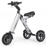 TopMate ES32 Electric Tricycle Foldable E-Scooter with Seat for Adults 15 mph, Lightweight 3 Wheel Mobility Scooter with Reverse Function and 10 Tires, Electric Trike for Commuting