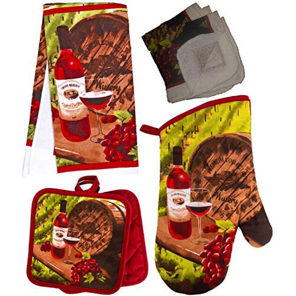 TopNotch Outlet Kitchen Decor Wine Linen Towel Set (6 Pc) Deck Out