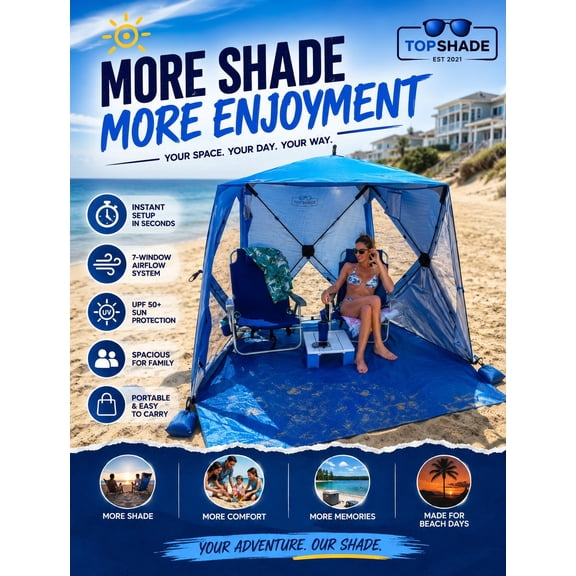 TopShade Aerodome Popup Beach Tent, simple, one-person setup and take down.