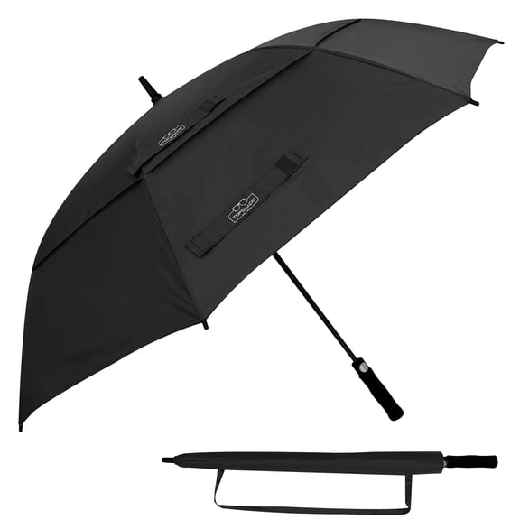 TopShade Golf Umbrella 68 Inch - Windproof Oversized Double Canopy, Waterproof Extra Large Black Golf Shade Shelter for Rain & Sun with Automatic Open