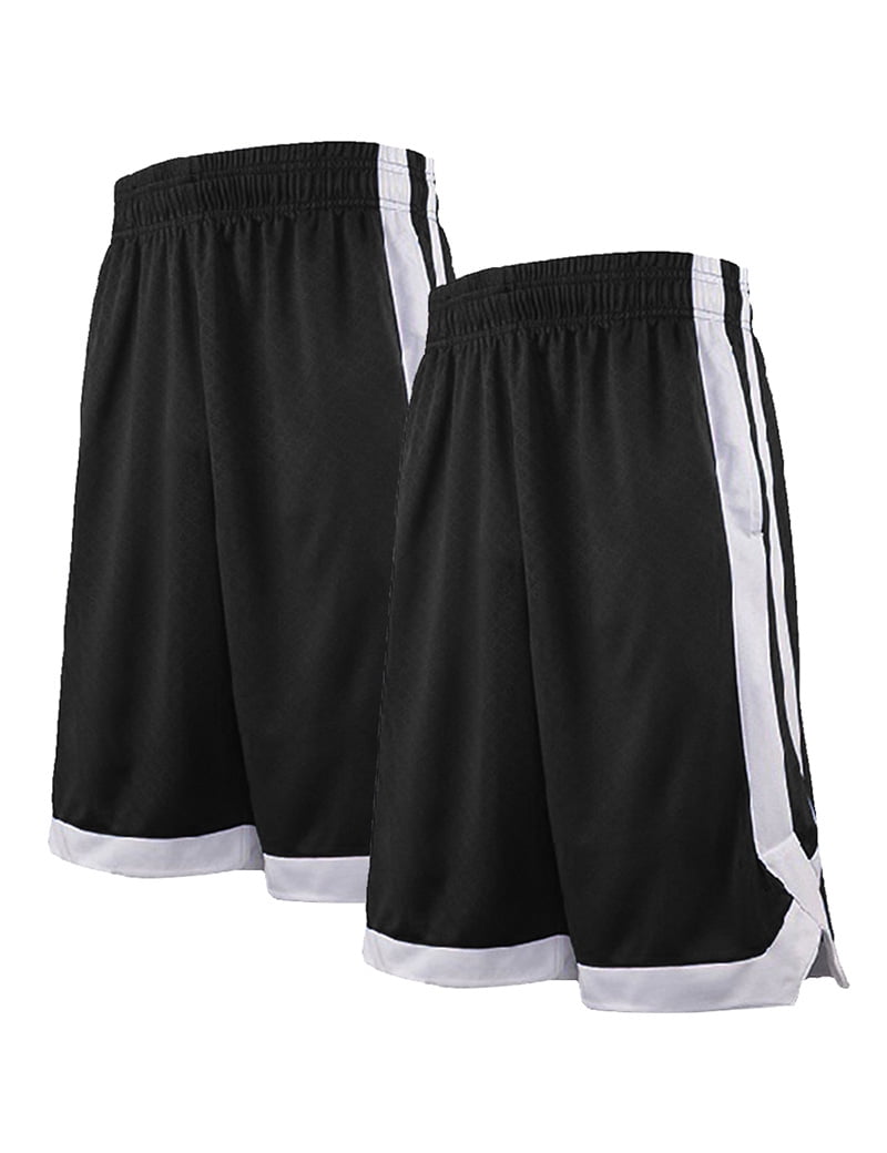 Two Tone Basketball Shorts For Men with Pockets, Pocket Training  Shorts-Black-L