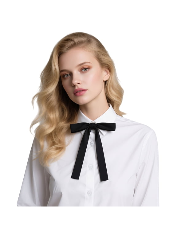Black Satin Western String Bow Tie