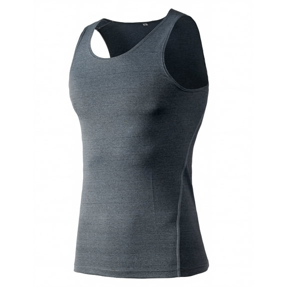 TopTie Men's Under Base Layer Gear Wear Shirt, Athletic Tank Top-Grey-L