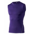 thumbnail image 1 of TopTie Mens Compression Sleeveless Base Layer, Athletic Workout T-Shirt-Purple-S, 1 of 8