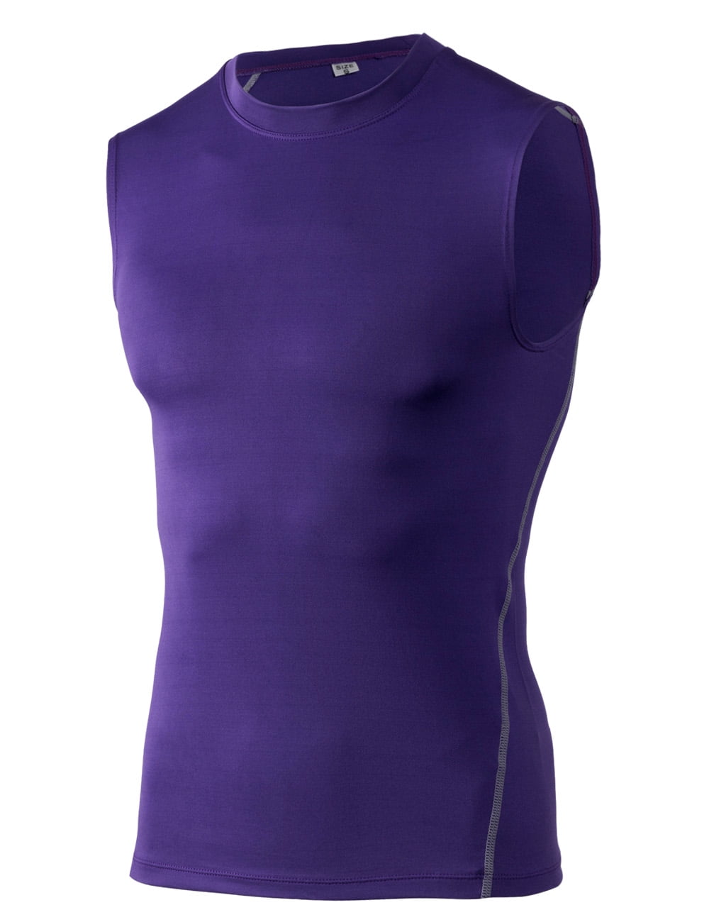 TopTie Mens Compression Sleeveless Base Layer, Athletic Workout T-Shirt-Purple-XXL  