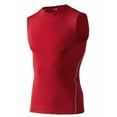 thumbnail image 1 of TopTie Mens Compression Sleeveless Base Layer, Athletic Workout T-Shirt-Red-S, 1 of 7