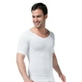 thumbnail image 1 of TopTie Seamless Compression V-neck Short Sleeve T-Shirt, Men's Shapewear Undershirt-White-XL, 1 of 7