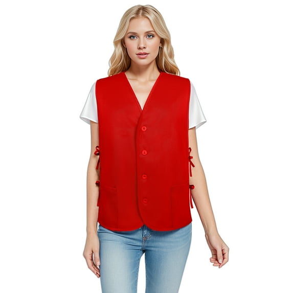 TopTie Two Pockets Volunteer Vest Supermarket Cobbler Apron Vest-Red-M