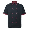 thumbnail image 1 of TopTie Unisex Short Sleeve Chef Coat Jacket, Black and Red, 1 of 6