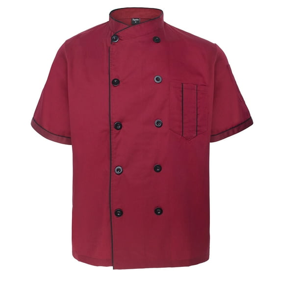 TopTie Unisex Short Sleeve Chef Coat Jacket, Red