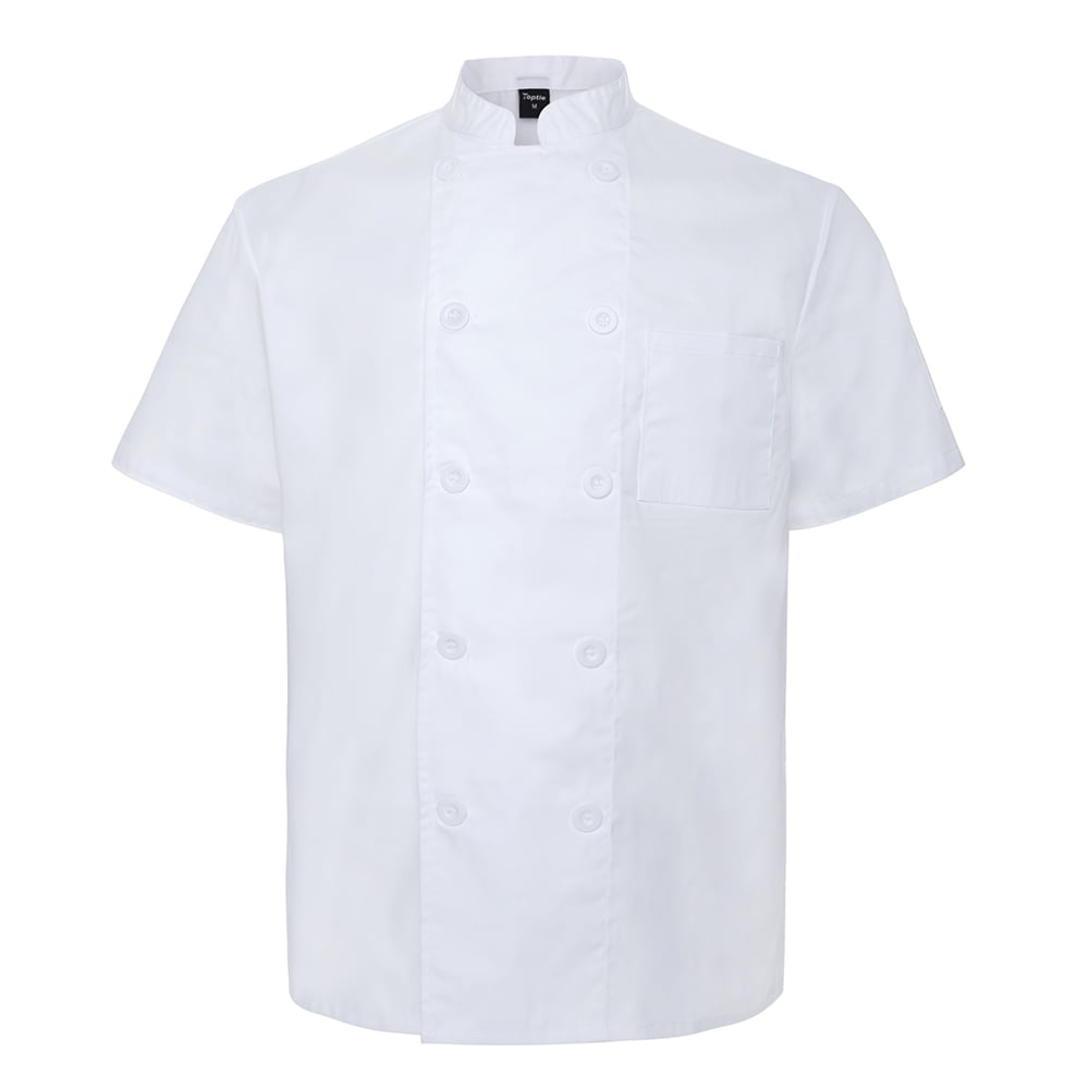 Toma Kitchen Chef Coats Double-breasted Short Sleeve Working Clothes  Kitchen Chefs Wear Cook Works Clothing for Restaurant Hotel Use White XXL 