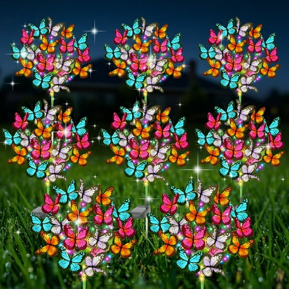 TopZoo Outdoor Solar Lights, 8 Packs Solar Garden Lights Waterproof, Multi-Color Butterfly Flower Garden Decor Waterproof, Outdoor Decor for Yard, Patio, Landscape, Planter, Lawn Christmas, Walkway