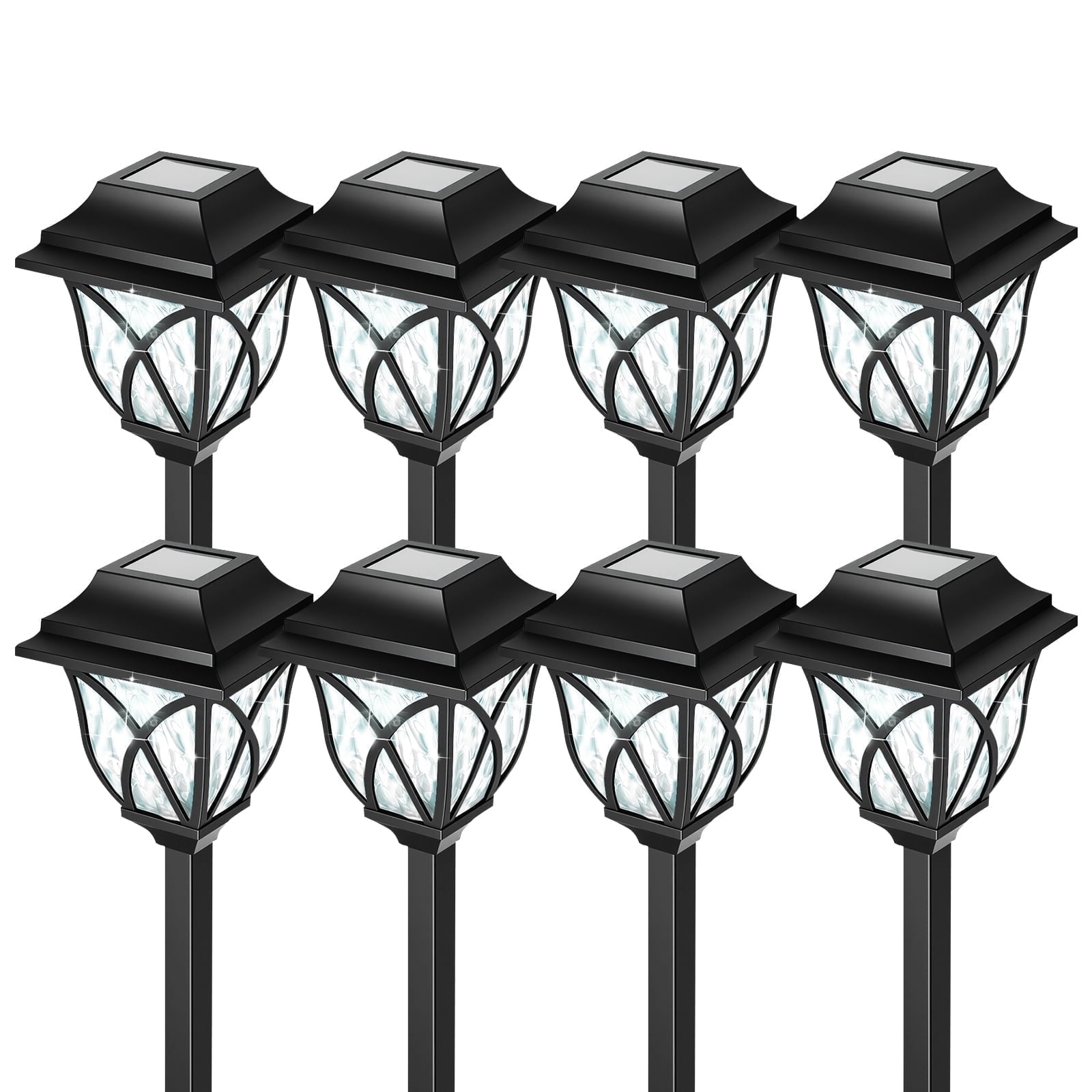 8 Pack Solar Lights Outdoor Waterproof for Garden Pathway Patio Yard Lawn Walkway Decorative Landscape Lighting, White