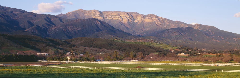 Topa Topa Bluffs overlooking ranches in Upper Ojai Valley California Canvas Art - Panoramic Images (27 x 9)