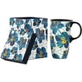 thumbnail image 1 of Topadorn Ceramic Coffee Mug Travel Coffee Ceramic Mug Ceramic Latte Teacup with Lid and Color Box 17 oz.,Yellow and Blue flowers, 1 of 9