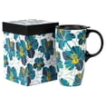 thumbnail image 1 of Topadorn Ceramic Coffee Mug Travel Coffee Ceramic Mug Ceramic Latte Teacup with Lid and Color Box 17 oz.,Yellow and Blue flowers, 1 of 10