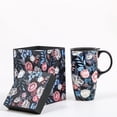 thumbnail image 1 of Topadorn Ceramic Mug Coffee Cups with Spill-Proof Lid Latte Mugs for Home and Office with Gift Box,Pink and White Flowers, 1 of 9