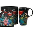 thumbnail image 1 of Topadorn Ceramic Mug Pink Flower Ceramic Coffee Cup with Gift Box 17 oz Pink Flower, 1 of 4