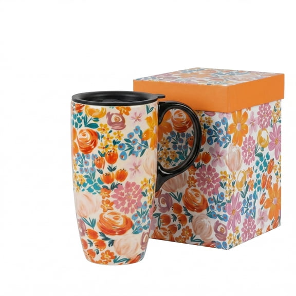 Topadorn Ceramic Mugs Porcelain Latte Tea Cup Coffee Mug with Gift Box,17oz. Spring at Garden