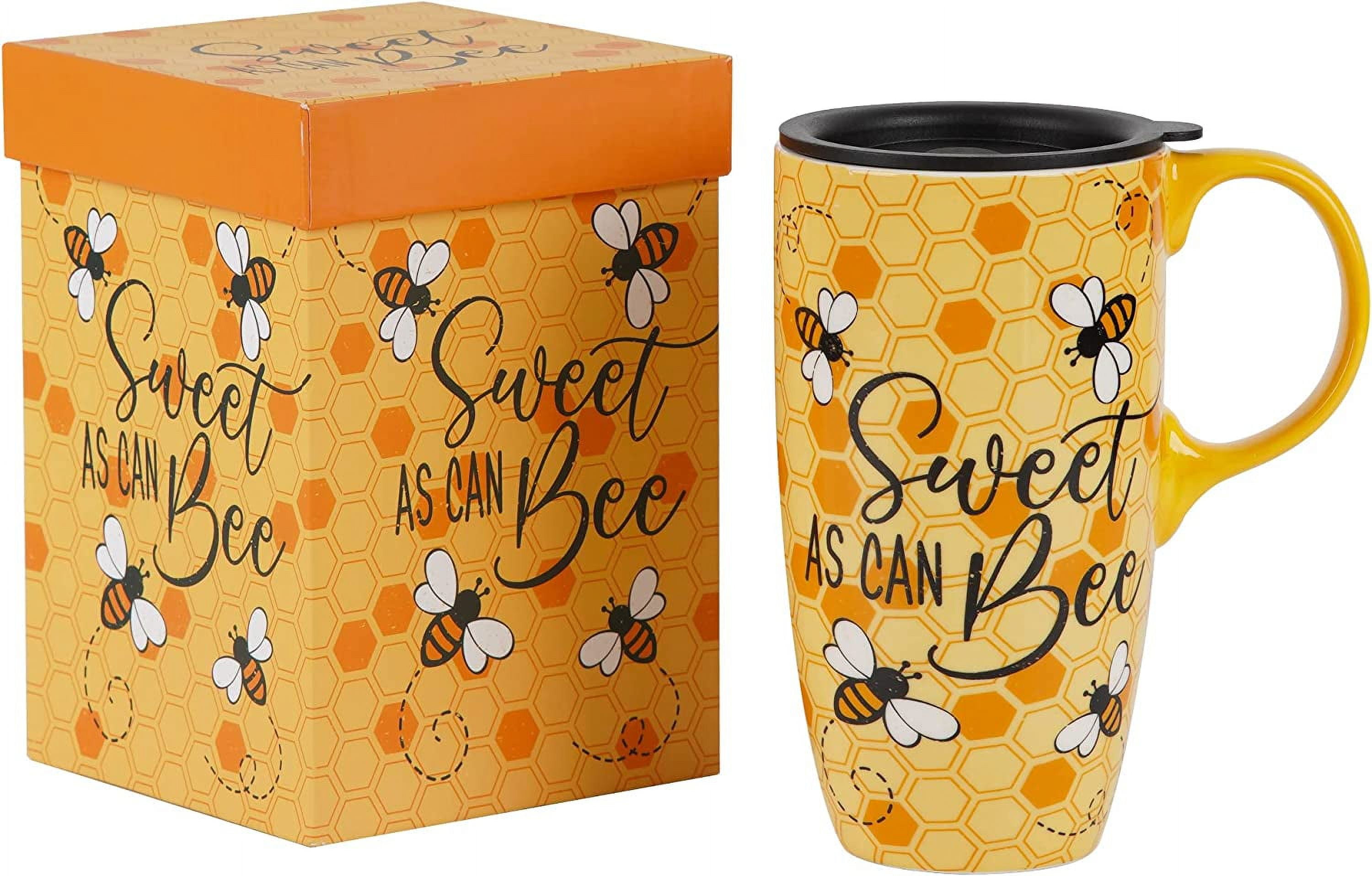 Topadorn Ceramic Mugs Porcelain Latte Tea Cup Coffee Mug with Gift Box,17oz.Sweet as Can Bee