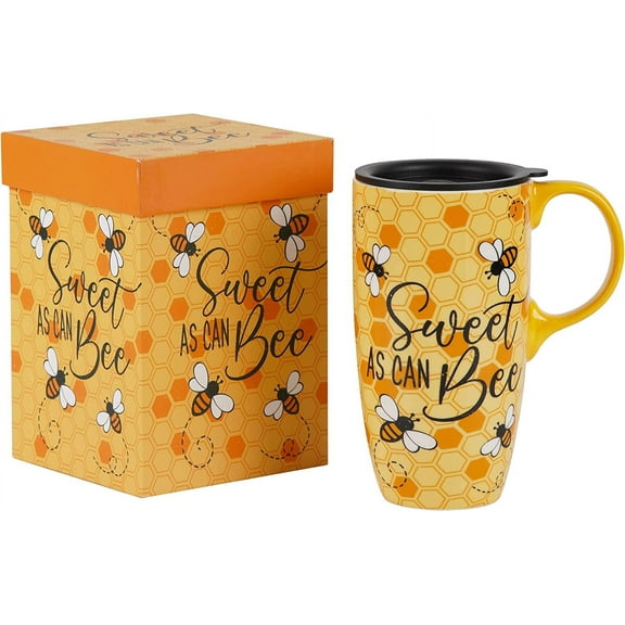 Topadorn Ceramic Mugs Porcelain Latte Tea Cup Coffee Mug with Gift Box,17oz.Sweet as Can Bee