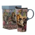 thumbnail image 1 of Topadorn Coffee Ceramic Mug Porcelain Latte Tea Cup With Lid in Gift Box 17ounce Cardinal Bird, 1 of 8