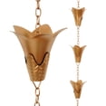 thumbnail image 1 of Topadorn Rain Chain, 8.5 FT Flower Petal Metal Rain Chain, Functional and Decorative Replacement for Gutter Downspouts, Adjustable, Antique Gold, 1 of 6
