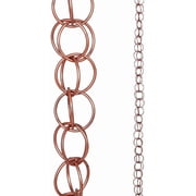 Topadorn 8.5ft Copper Finish Double Ring Rain Chain, Metal Gutter Water Diverter with Interlocking Rings, Decorative Downspout Replacement for Outdoor Garden & Patio