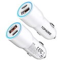 thumbnail image 1 of Topadre 2-Pack 38W Dual-Port PD USB C Car Charger, Fast Charging for iPhone 16/15/Pro/Pro Max, iPad, Samsung (White), 1 of 8