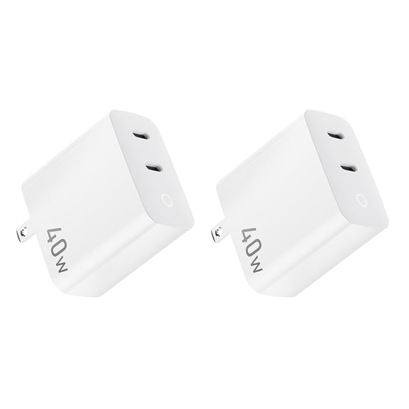 Topadre 2PC 40W GaN Dual USB-C Ports Fast Charger with Indicator Light for iPhone/Samsung Series