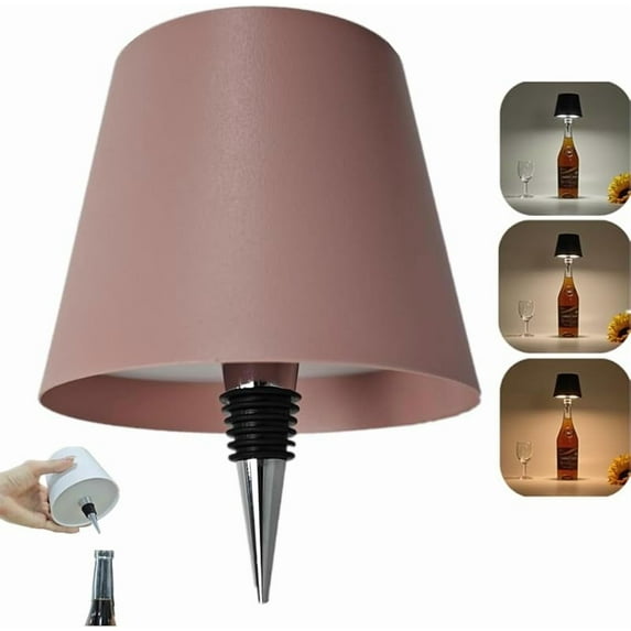 Topaliving 3 Colors Wireless Bottle Lamp - Stepless Dimming Wine Bottle Lights, Touch Control (Black, 1pcs)