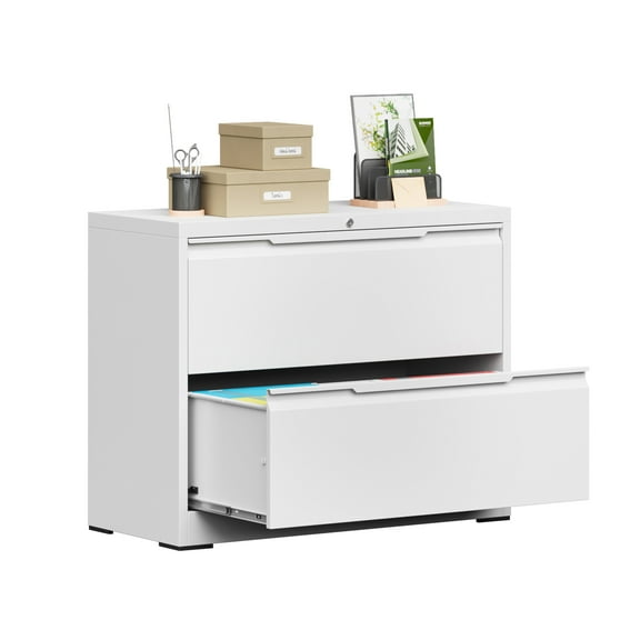 Topass Lateral File Cabinets with Lock, 2 Drawer Steel Wide Filing Organization Storage Cabinets, Steel File Cabinet for A4 Legal/Letter Size, Assembly Required (White, 2 Drawer - 36" W)
