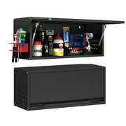 Topass Multipurpose 12.5" x 31.5" x 14" Metal Wall Mount Garage Cabinet with Door, Black