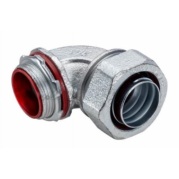 Topaz 495S 90 DEG Angle Liquidtight Connector, Malleable Iron, 1-1/2"