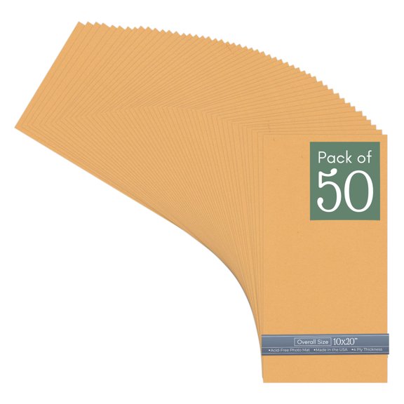 Topaz Orange 10x20 Uncut Art Mat Board - No Opening - 50 Mats