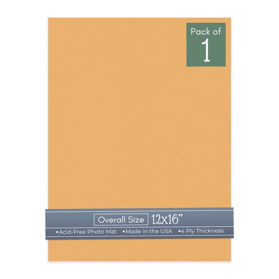 Topaz Orange 12x16 Uncut Art Mat Board - No Opening - 1 Mat