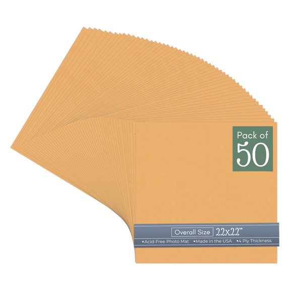 Topaz Orange 22x22 Uncut Art Mat Board - No Opening - 50 Mats