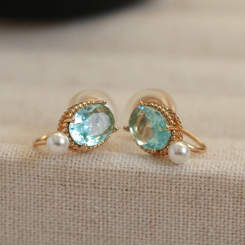 Topaz Pearl nonpierced mosquito coil ear clip 2024 New French style