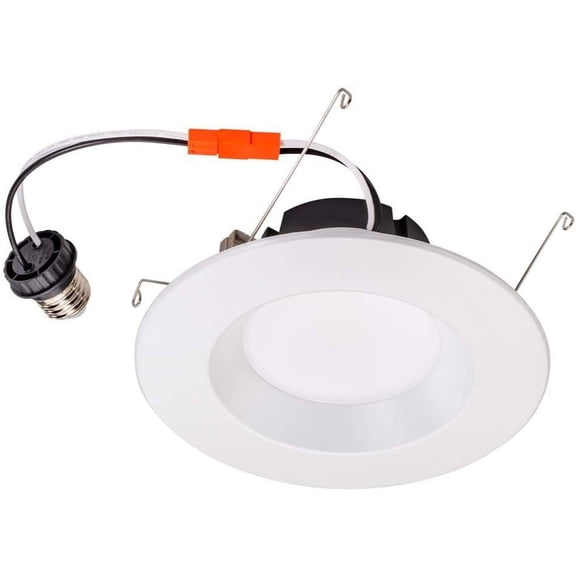 Topaz Performance Smooth Trim 6 Inch LED Recessed Downlight Retrofit Kit 9W CCT Selectable 2700K-5000K E26 Adapter IC Rated