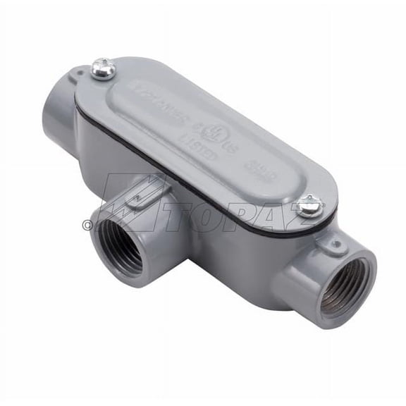 Topaz T2CG T Type Conduit Body, Die Cast Aluminum, Wall Mount, Hub Size-3/4"