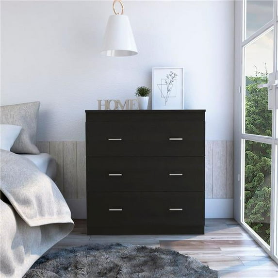 Topaz Three Drawer Dresser, Black