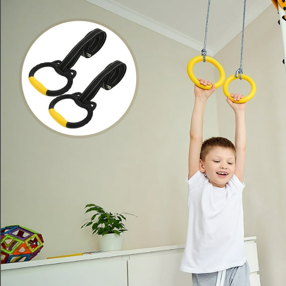 Topbathy Gymnastics Rings Multi-Color Nylon Plastic Iron for Training At Home