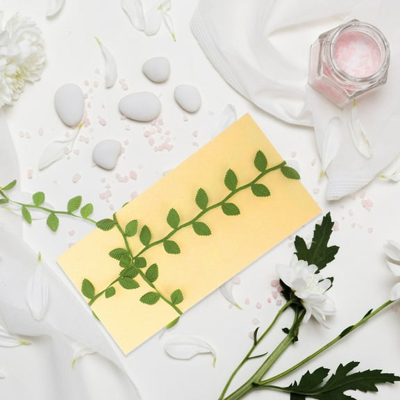 Topbathy Green Leaf Ribbon Fabric Trim Decorative Rope for Bouquet Wrapping and Craft Decoration